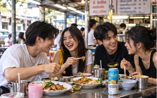 กลุ่มเพื่อนกินข้าวริมทางพร้อมโซลซ่า